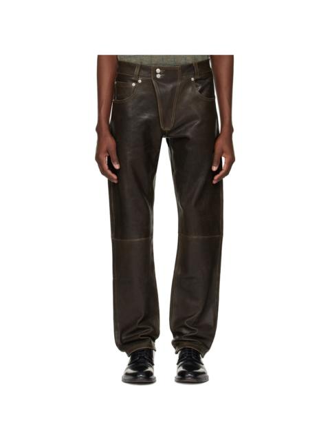 Enfants Riches Déprimés Brown Moto Fly Straight Leg Leather Pants