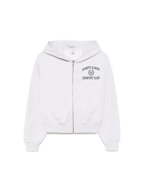 Sporty & Rich varsity crest cropped zip hoodie