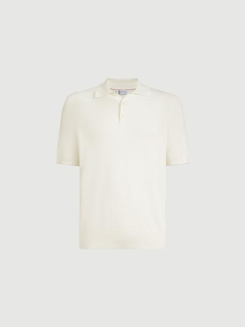 Brunello Cucinelli Cotton English rib knit polo shirt