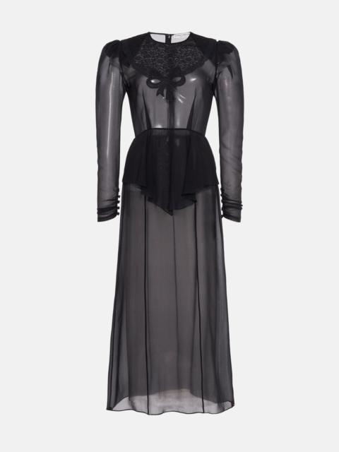 Alessandra Rich SILK GEORGETTE DRESS WITH LACE JABOT