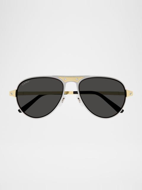 Cartier Men's CT0533SM Metal Aviator Sunglasses