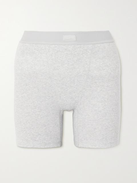 SKIMS Cotton Collection Ribbed Cotton-blend Jersey Boxer Shorts