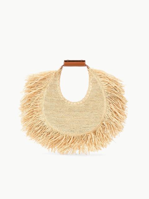 STAUD STAUD MOON RAFFIA TOTE BAG NATURAL FRINGE