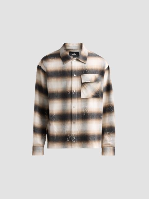 REPRESENT Men's All Over Initial Cotton-Blend Flannel Shirt - Latte