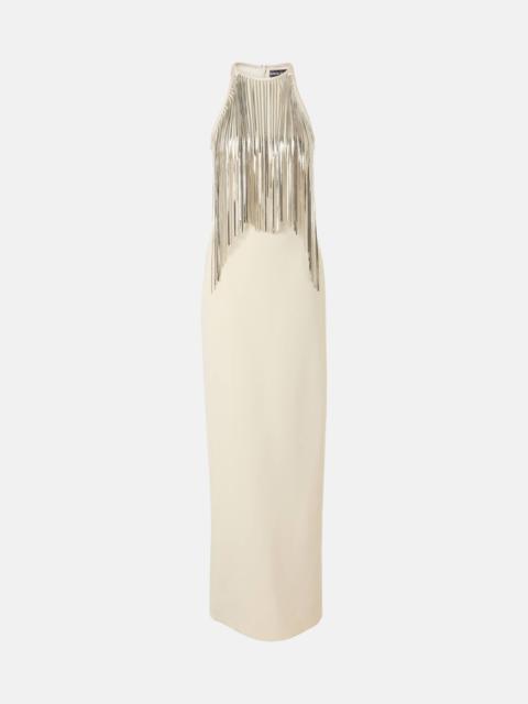 David Koma Chain-trimmed crêpe gown