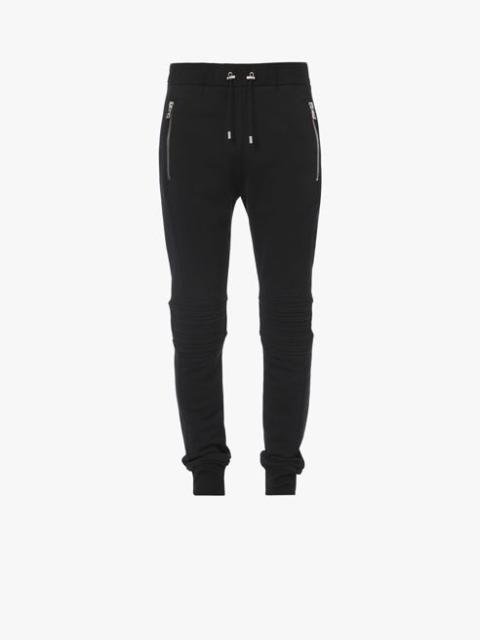 Black cotton sweatpants with embossed Balmain Paris logo