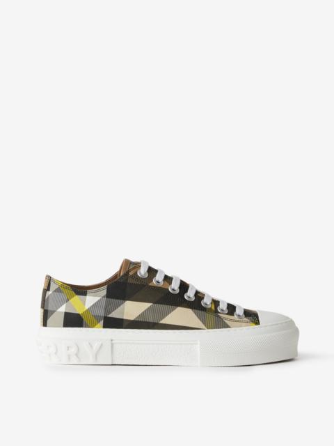 Exaggerated Check Cotton Sneakers