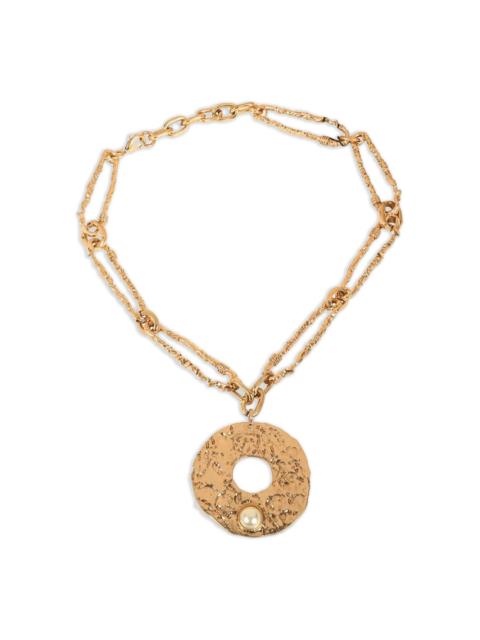 WEEKEND Max Mara hammered-circle pendant necklace
