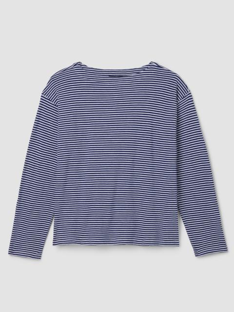 EILEEN FISHER Striped Organic Cotton Slub Bateau Neck Top