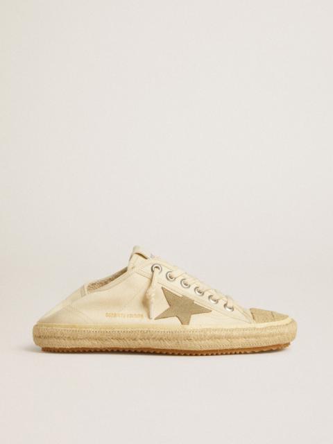 Golden Goose Women's V-Star Sabot in canvas with beige suede star
