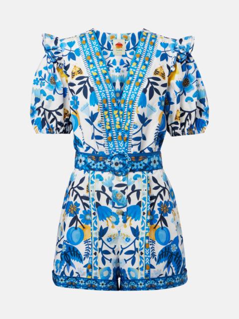 FARM RIO Printed cotton jumpsuit