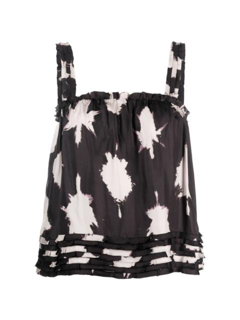 Sera prismatic shape-print silk top