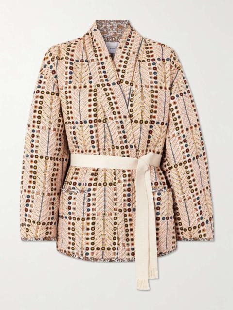 Isabel Marant Étoile Chancel belted quilted padded printed cotton jacket Ecru