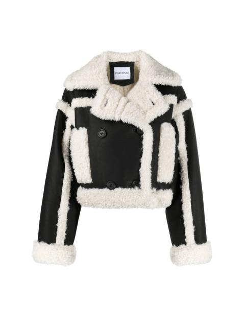 shearling trim crop jacket