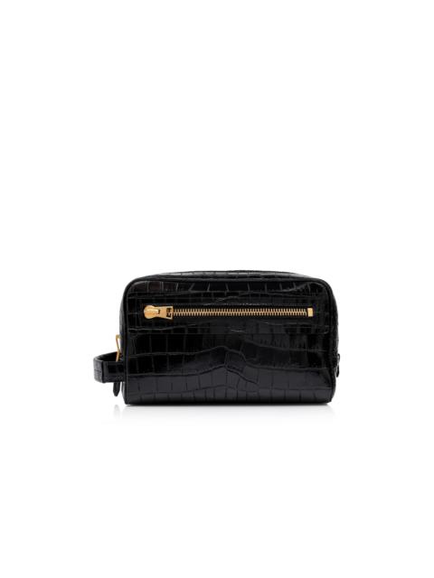 PRINTED ALLIGATOR LEATHER TOILETRY CASE