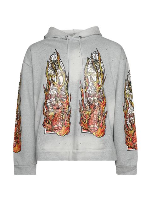 WHO DECIDES WAR Flames Glass Hoodie "Vintage Grey"