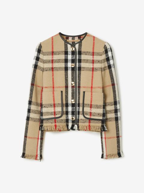 Burberry Check Bouclé Collarless Jacket