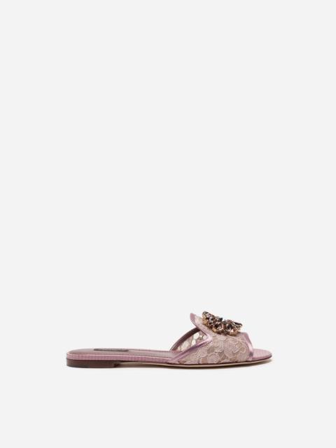 Dolce & Gabbana Slippers in lace with crystals