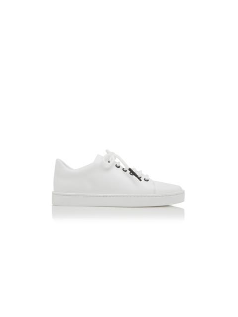 Manolo Blahnik White Calf Leather Low Cut Sneakers