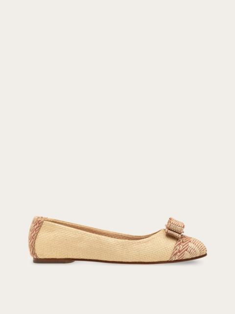 FERRAGAMO Raffia Varina ballet flat
