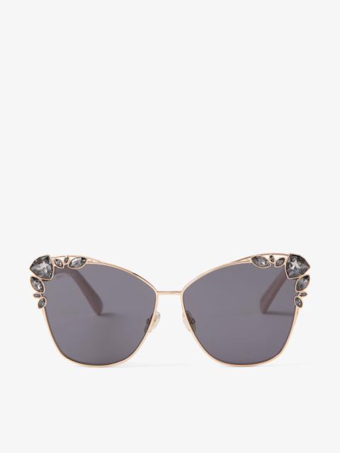 Kyla
Copper Gold Cat-Eye Sunglasses with Swarovski Crystals