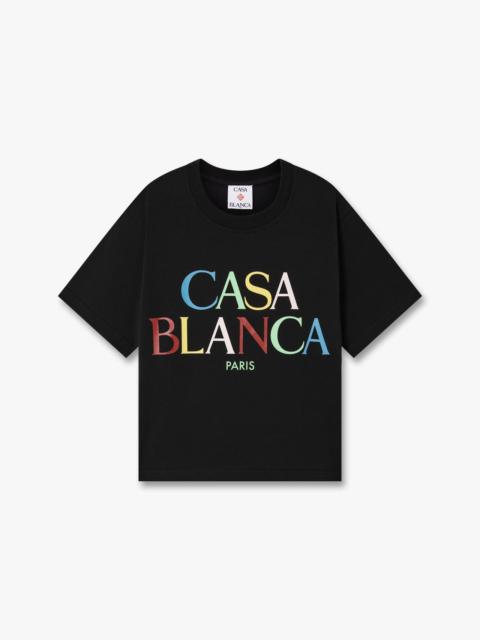 CASABLANCA Black Logo Cropped Baby Short Sleeved T‑Shirt