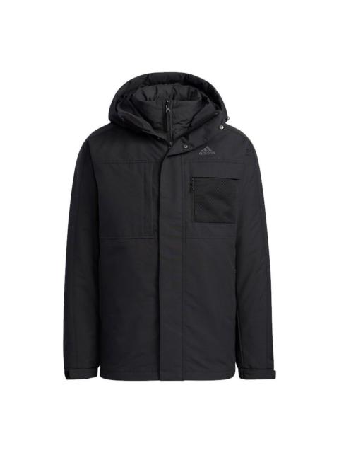 Men's adidas 3in1 Dwn Jkt Outdoor 3 In 1 Detachable Sports Hooded Down Jacket Black H20772