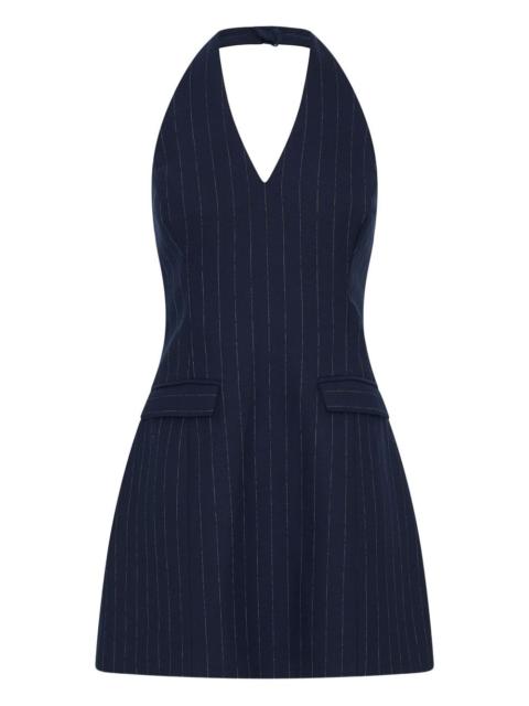 ANNA QUAN Pia pinstriped halterneck dress