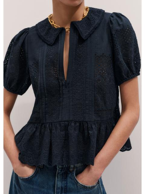 ME+EM Broderie Peplum Top