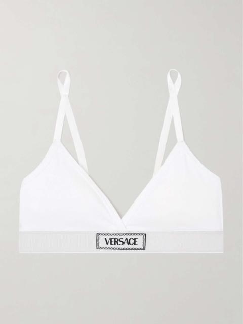 VERSACE Ribbed stretch-cotton soft-cup triangle bra