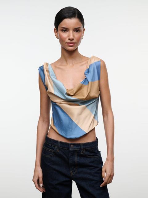 STAUD STAUD OLIVIA SILK TOP DESERT STRIPE