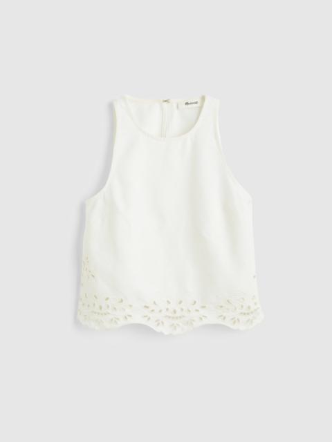 Madewell Denim Eyelet Shell Top in Tile White