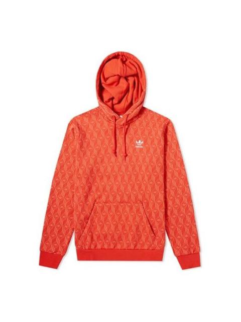 adidas originals Monogram Hoody Casual Sports Printing Drawstring Red FM3407