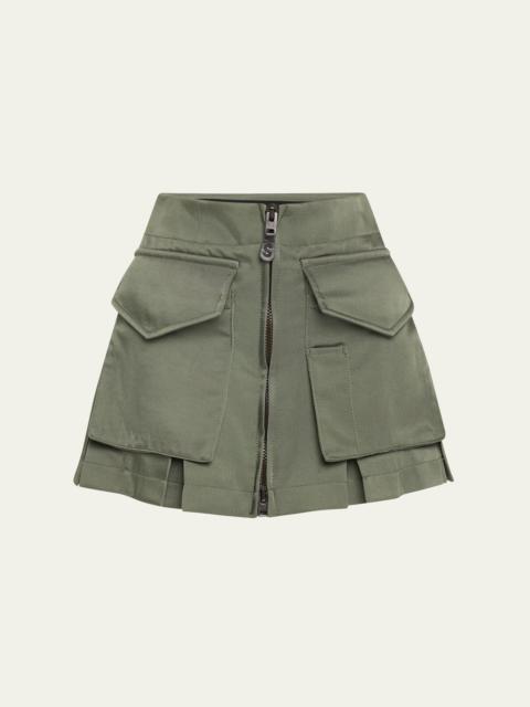 sacai Spiewak Nylon Cargo Pocket Zip Front Mini Skirt