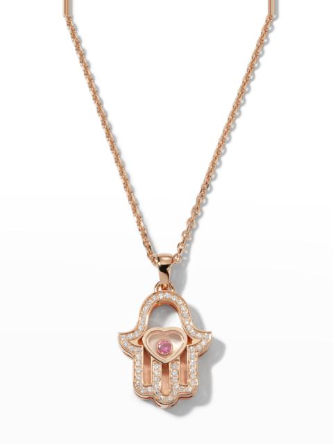 Chopard Diamond and Ruby Hamsa Pendant Necklace in 18K Rose Gold