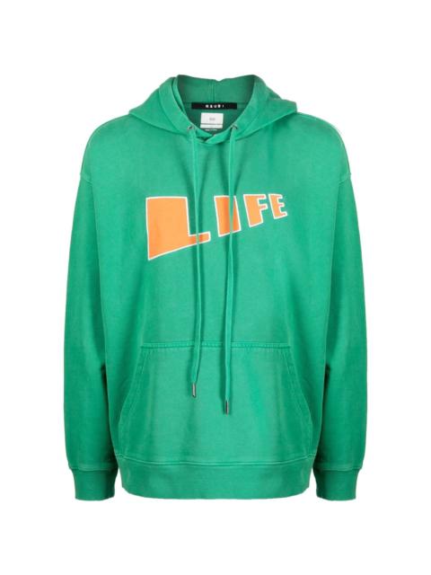 'Life' cotton drawstring hoodie