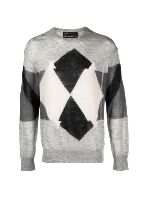 argyle check-pattern jumper