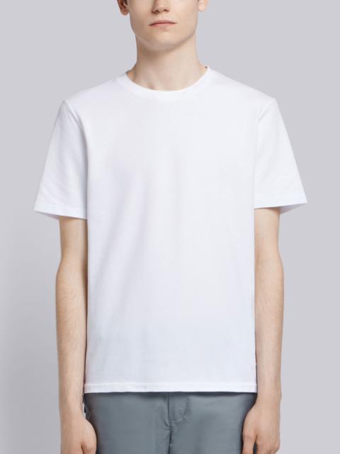 Thom Browne White Cotton Pique Center Back Stripe Relaxed Fit Tee