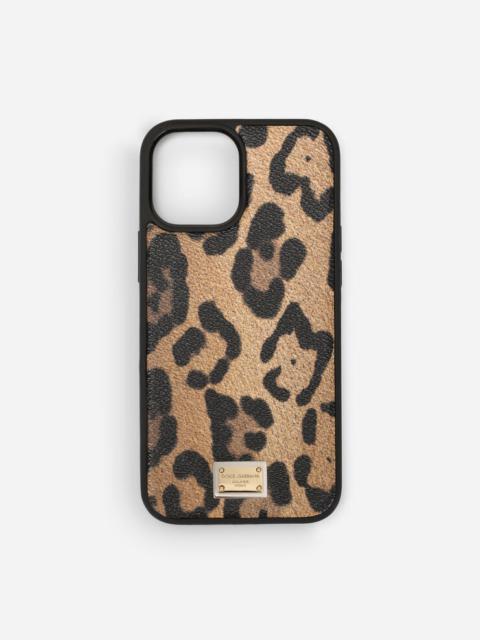 Dolce & Gabbana iPhone 12 Pro Max cover in leopard-print Crespo with branded plate