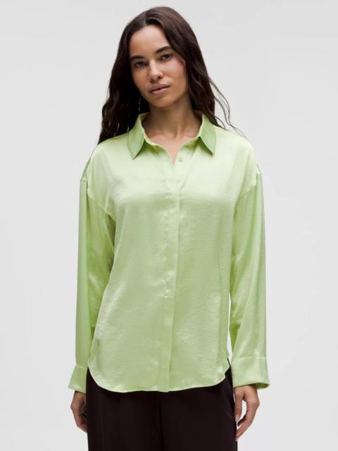 lululemon Logo Charm Satin Collared Long-Sleeve Shirt