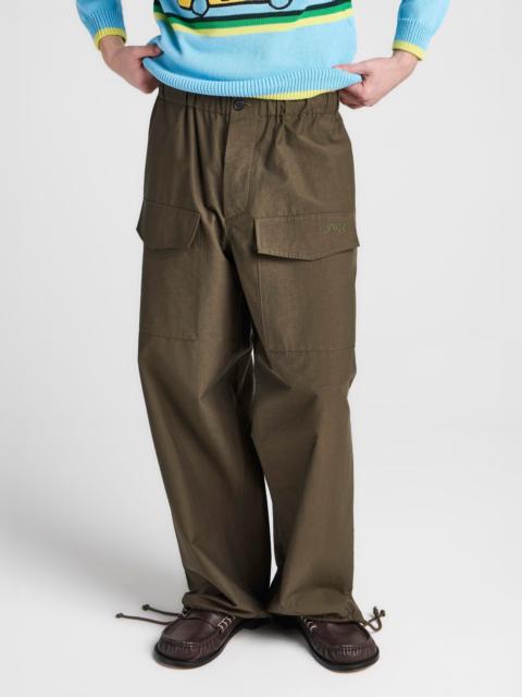 JW Anderson MENS PARACHUTE TRACK PANTS IN MILITARY GREEN