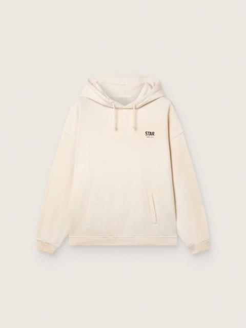 Golden Goose Star unisex hooded sweatshirt in white cotton with logo print