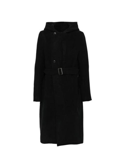 Rick Owens Rick Owens Belted Hooded Single Breasted Coat