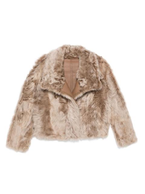 Yves Salomon leather-trimmed fur jacket