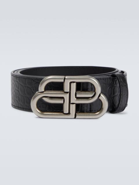 BALENCIAGA BB Large croc-effect leather belt