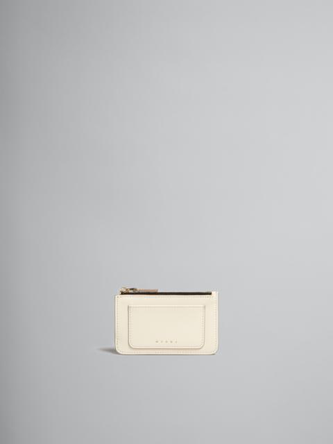 Marni WHITE SAFFIANO LEATHER CARD CASE