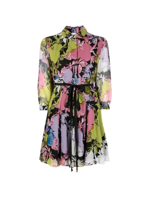 floral-print silk shirt dress