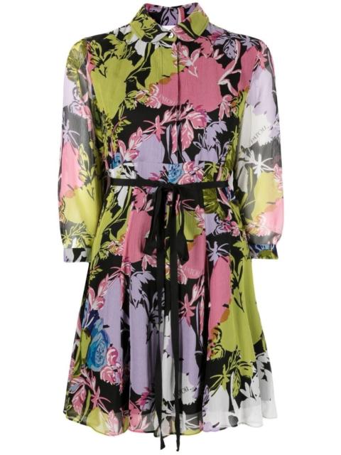 floral-print silk shirt dress