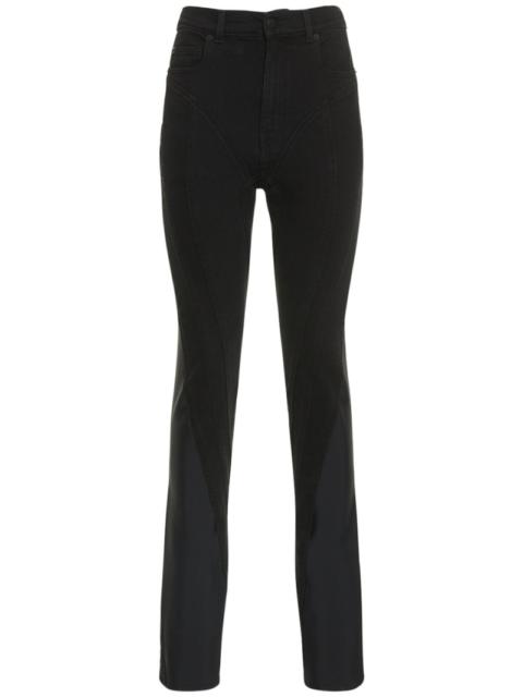 Contrast denim & jersey skinny jeans