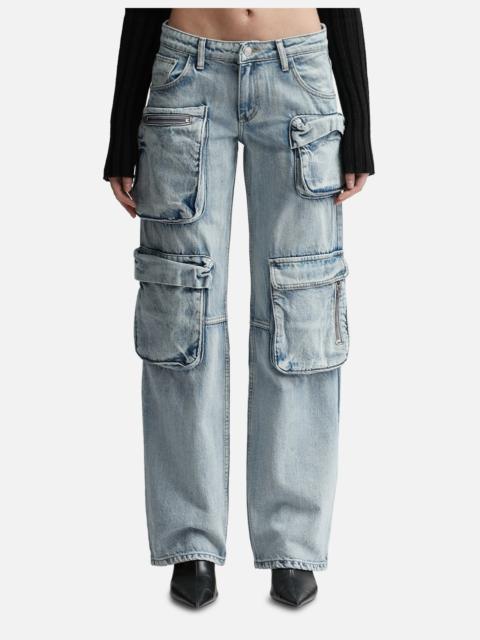 【OPEN YY】JEAN EFFECT PANTS, DENIM BLUE Blue Jean Effect Jeans by OPEN YY on Sale